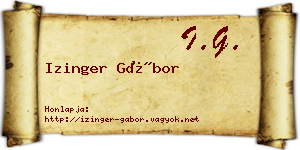 Izinger Gábor névjegykártya